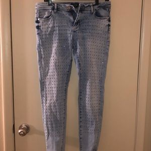 bebe women’s sparkle studded jeans